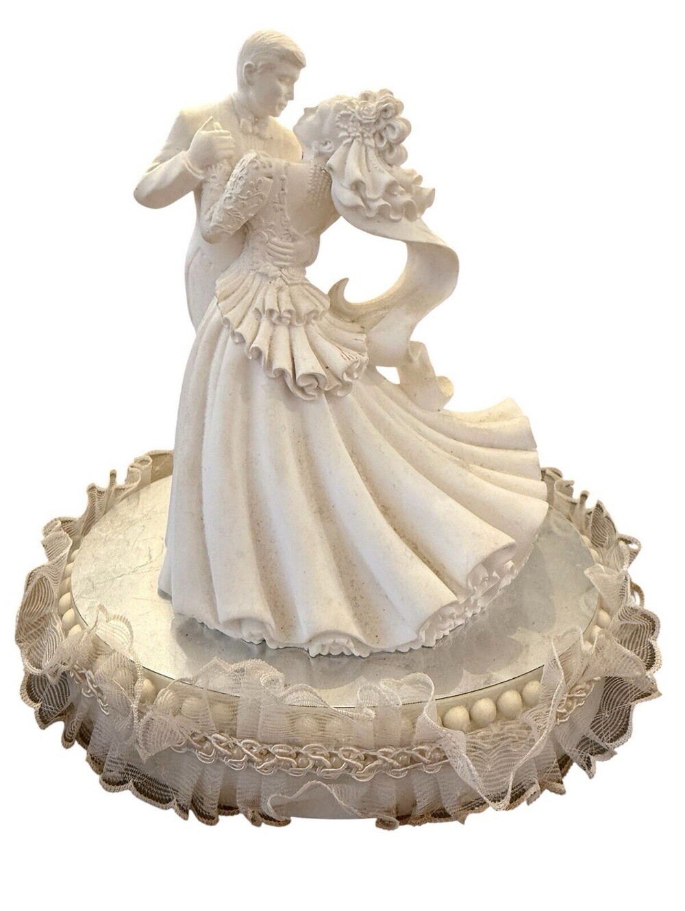 Wilton Wedding Cake Topper Dancing Couple On Mirrored Platform Stained Lace